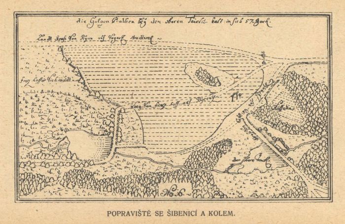 mapa z první poloviny 18. století zachycuje bzenecké popraviště