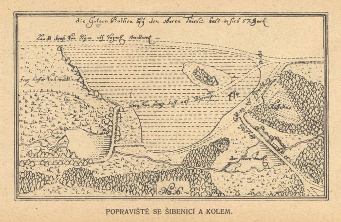 mapa z první poloviny 18. století zachycuje bzenecké popraviště